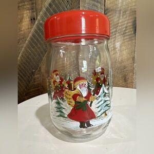 Vintage Old World Santa Christmas Glass Jar 1 Liter  Made In France